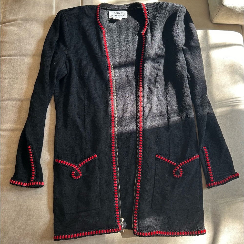 Knee length black Mike Korwin sweater. VINTAGE.